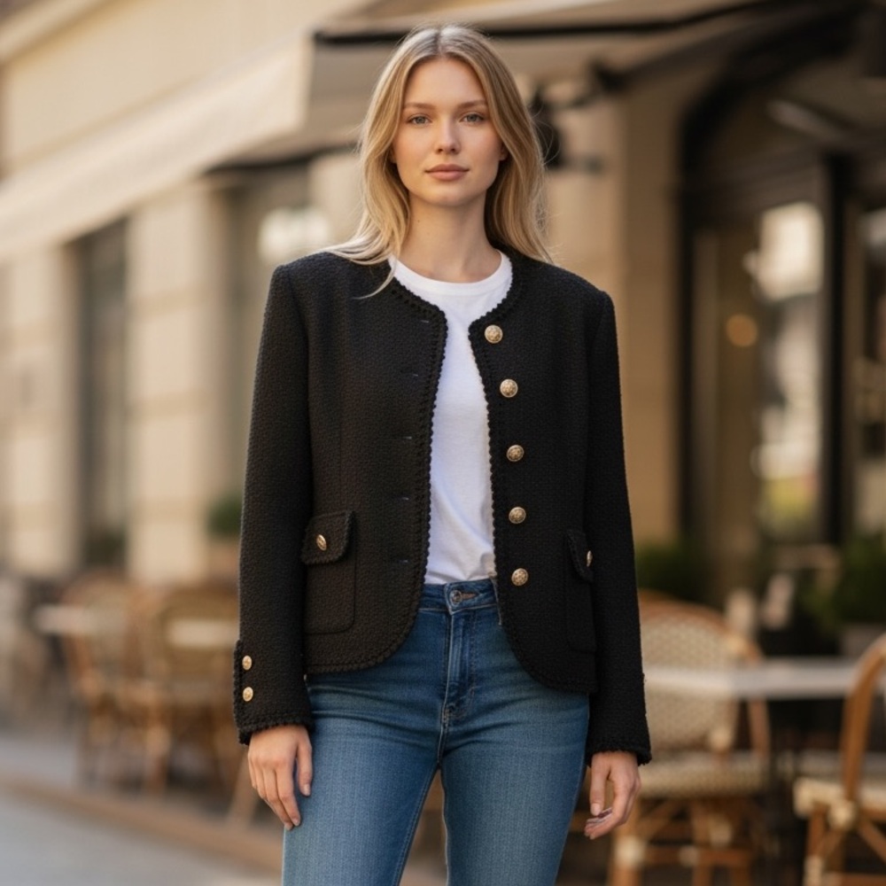 Zara Textured Black Jacket